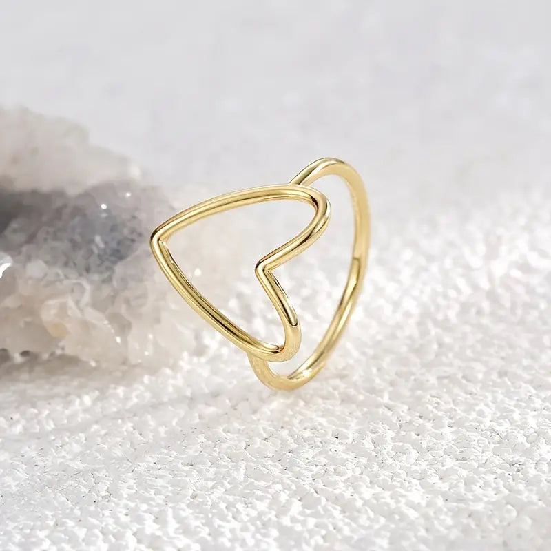 Hollow Big Heart Stackable Ring